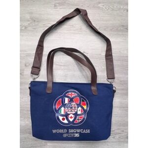 Disney Epcot 35th Anniversary World Showcase Navy Canvas Tote Crossbody Bag
